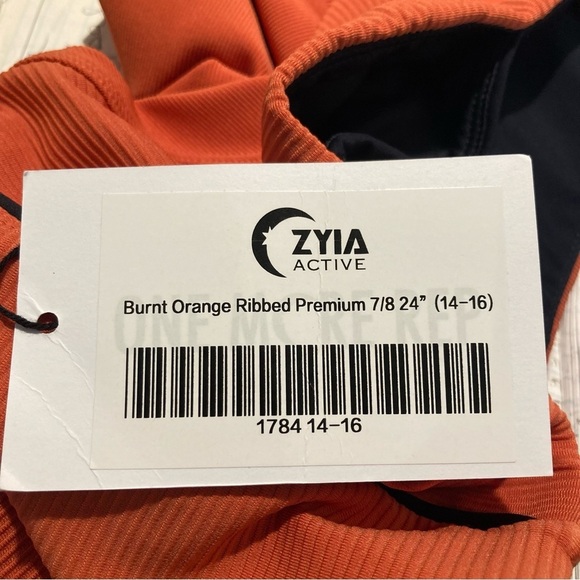 ZYIA Sz L Burnt Orange Ribbed Premium High Rise 7/8 Length Leggings  NEW - Picture 8 of 11